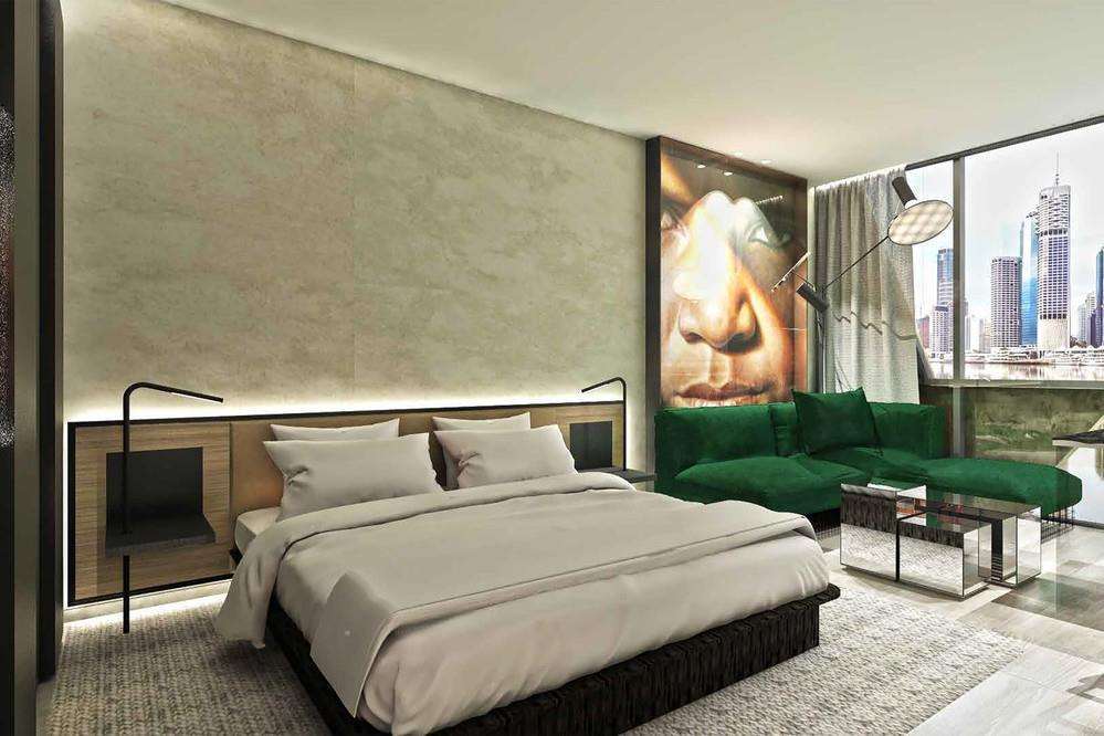 Crystalbrook Vincent Hotel Brisbane Cameră foto A rendering of a guest room