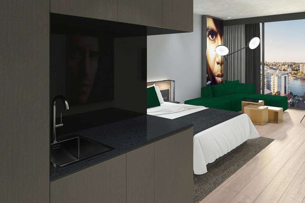 Crystalbrook Vincent Hotel Brisbane Cameră foto A typical studio apartment